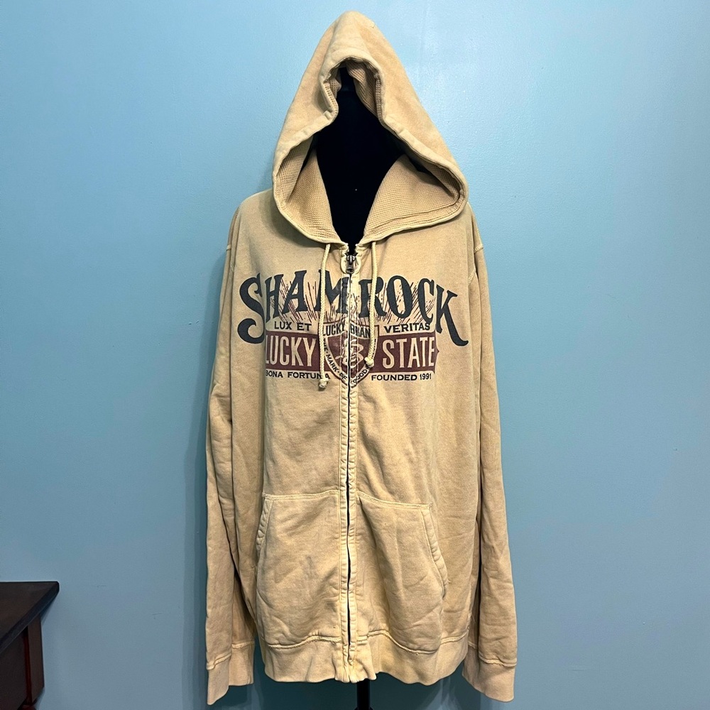 NWT Men’s XL Vintage Lucky Brand Cream Zip Hoodie Jacket